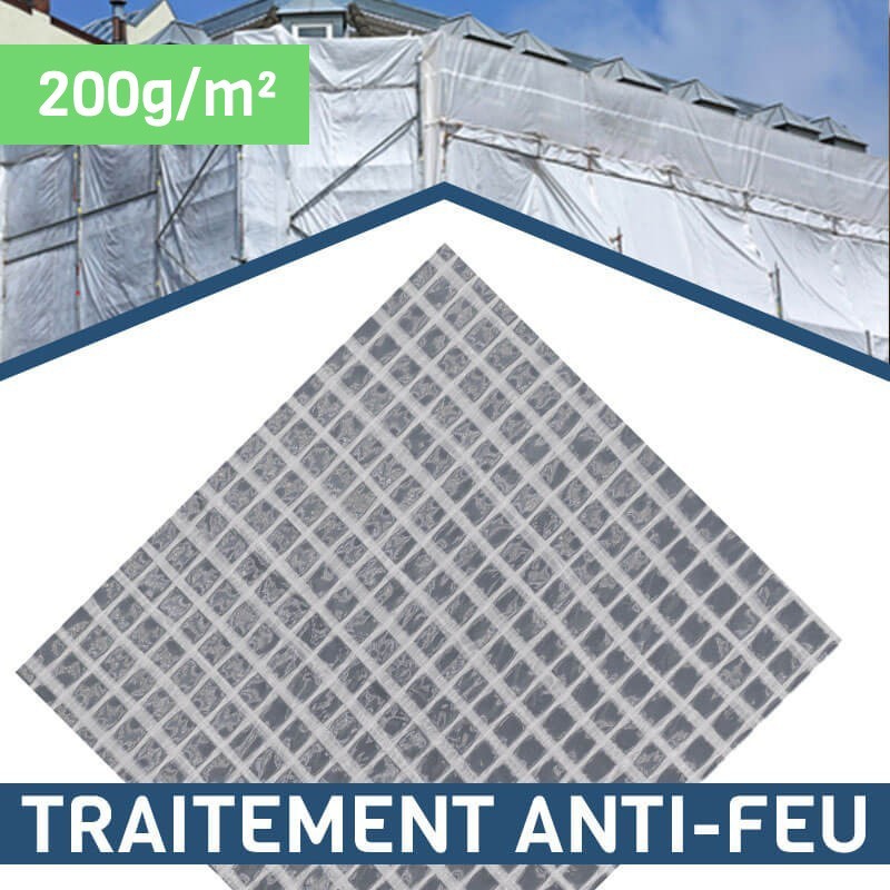 Bâche armée pour échafaudages - Traité anti-feu B1 - 200 g/m²