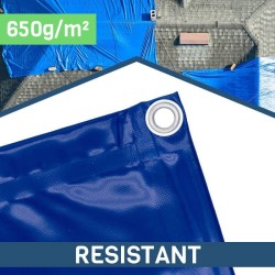 Bâche de couverture résistante - 650 g/m² - Spéciale couvreur - Verte et bleue