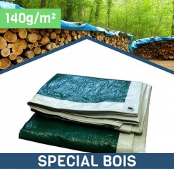 Bâche spéciale bois – 140 g/m² – Imperméable – Vert et blanc