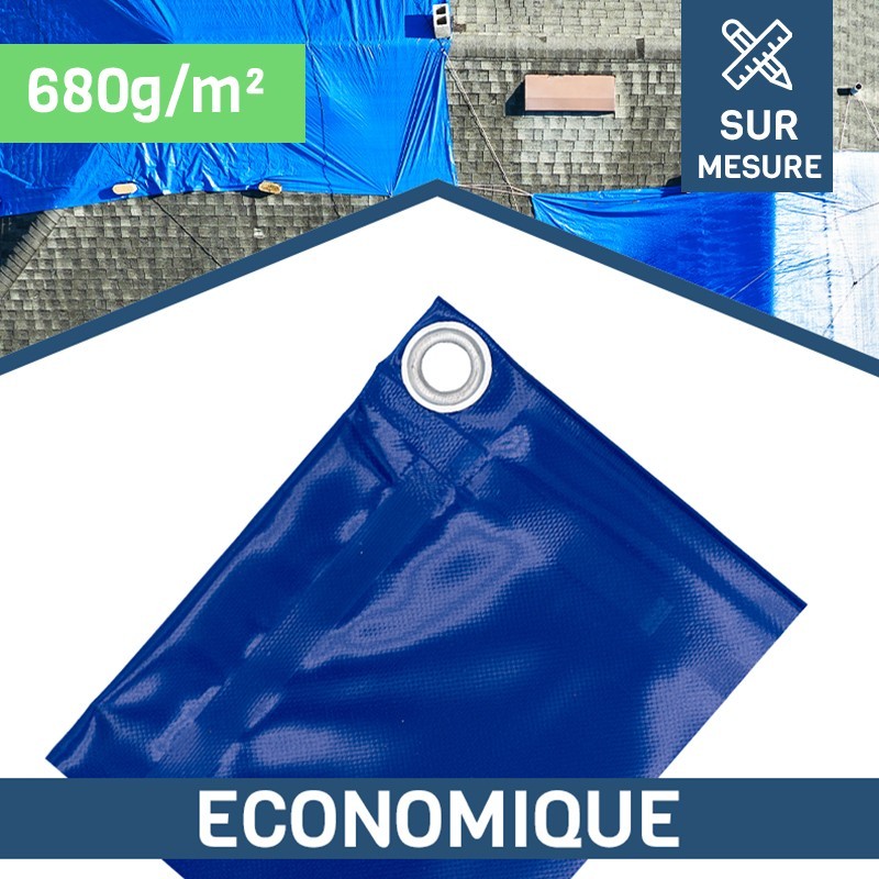 Bâche 680 g/m² sur mesure traité anti-feu M2